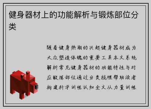 健身器材上的功能解析与锻炼部位分类